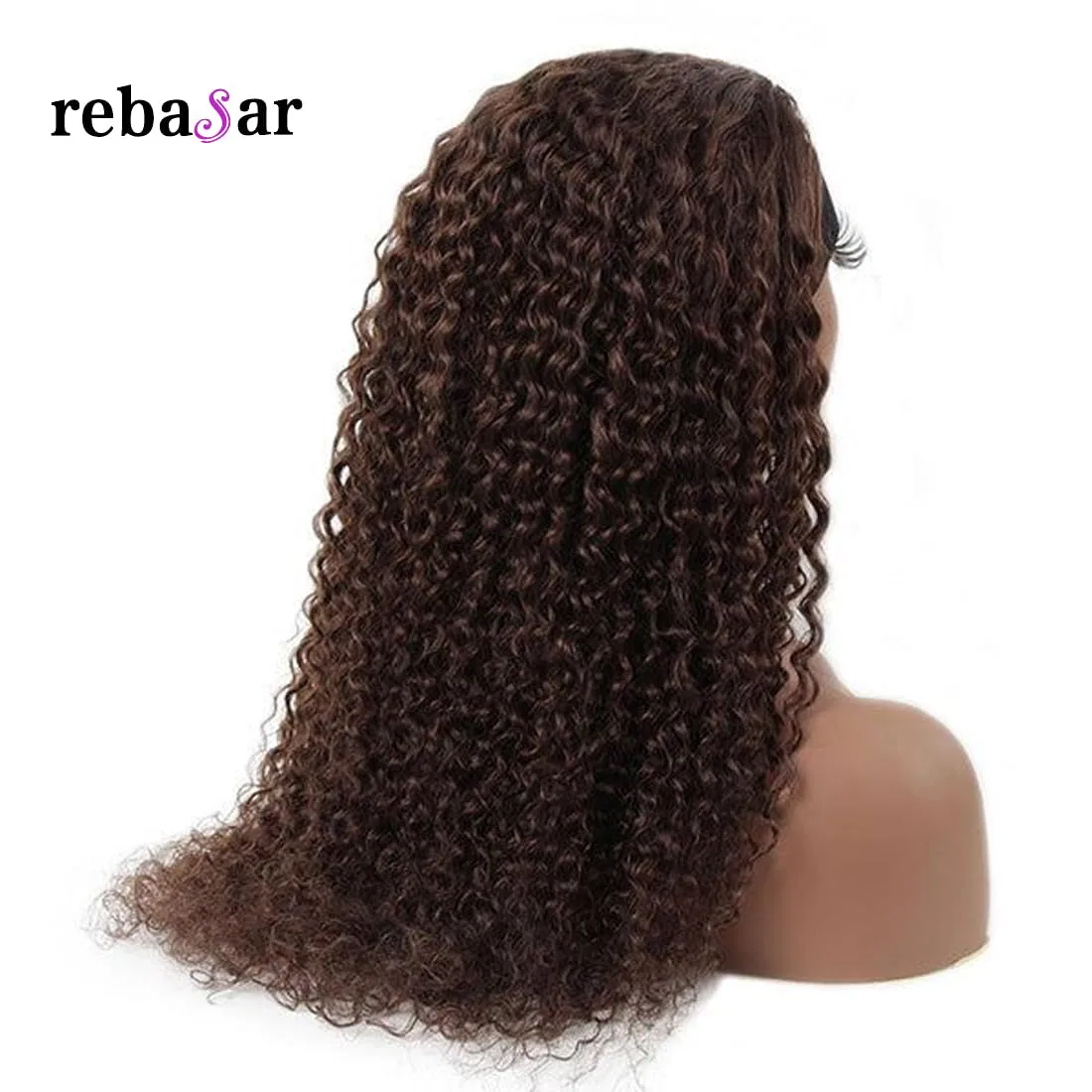 Парик с повязкой из натуральных волос «Deep Wave Headband Wig» Rebasar, Chocolate Brown — фото 3