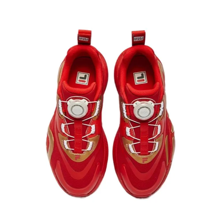 FILA KIDS Детские беговые кроссовки с противоскользящей подошвой, устойчивые к истиранию, дышащие, цвет Molecular Red/Elegant Gold — фото 4