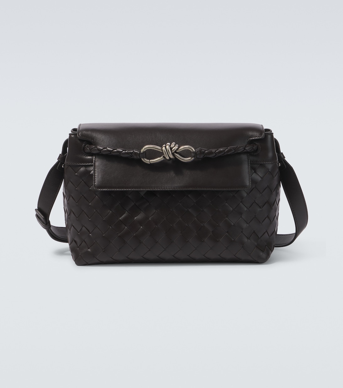 

Andiamo Knot маленькая кожаная сумка-мессенджер Bottega Veneta, Fondant-Vintage Si