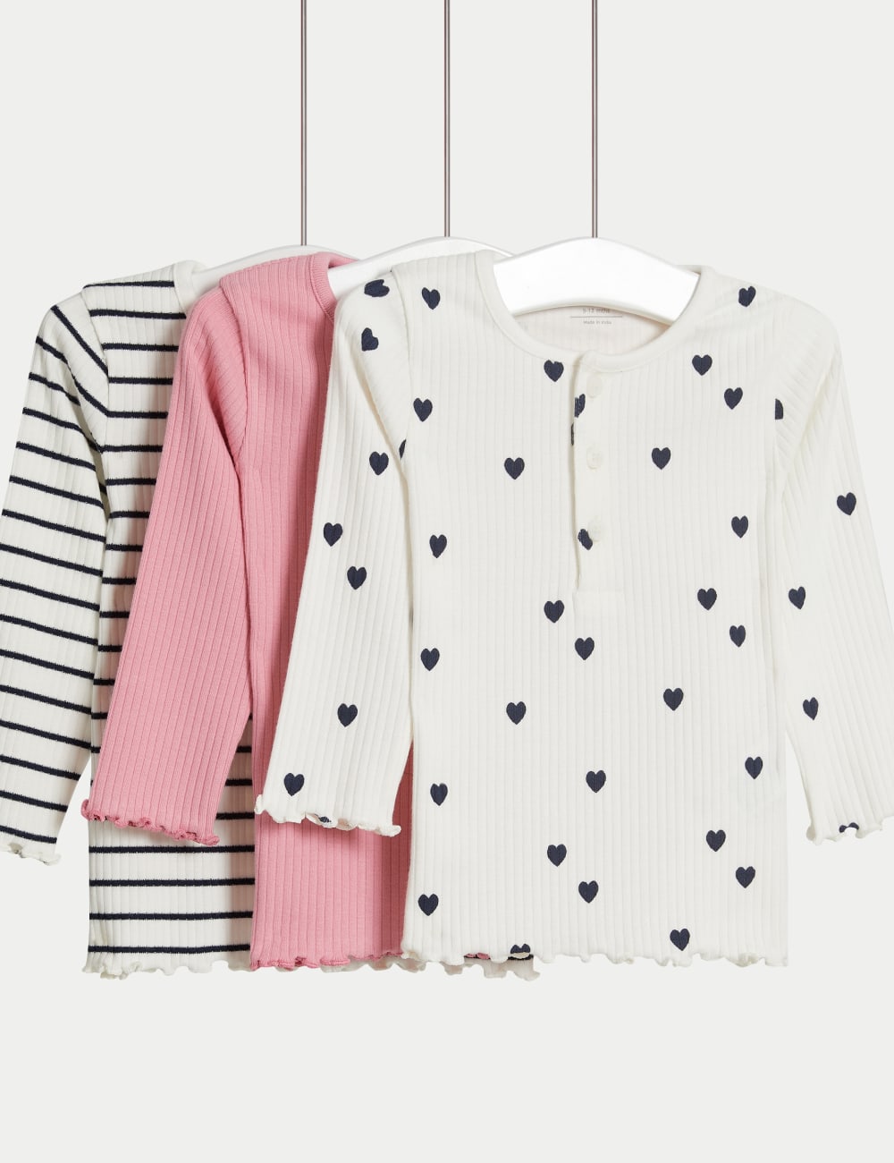 

3 пары топов с высоким содержанием хлопка Marks & Spencer, розовый