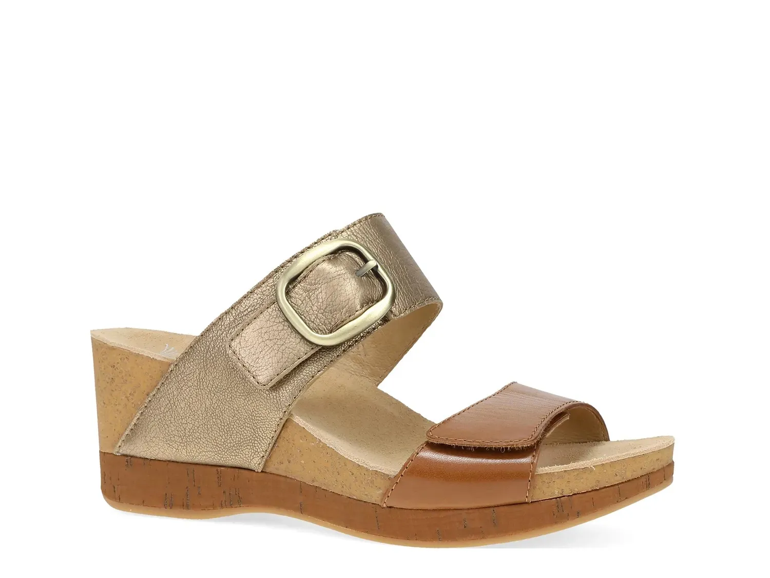 Сандалии на танкетке Dansko Shannon, желто-коричневый/золотистый металлик