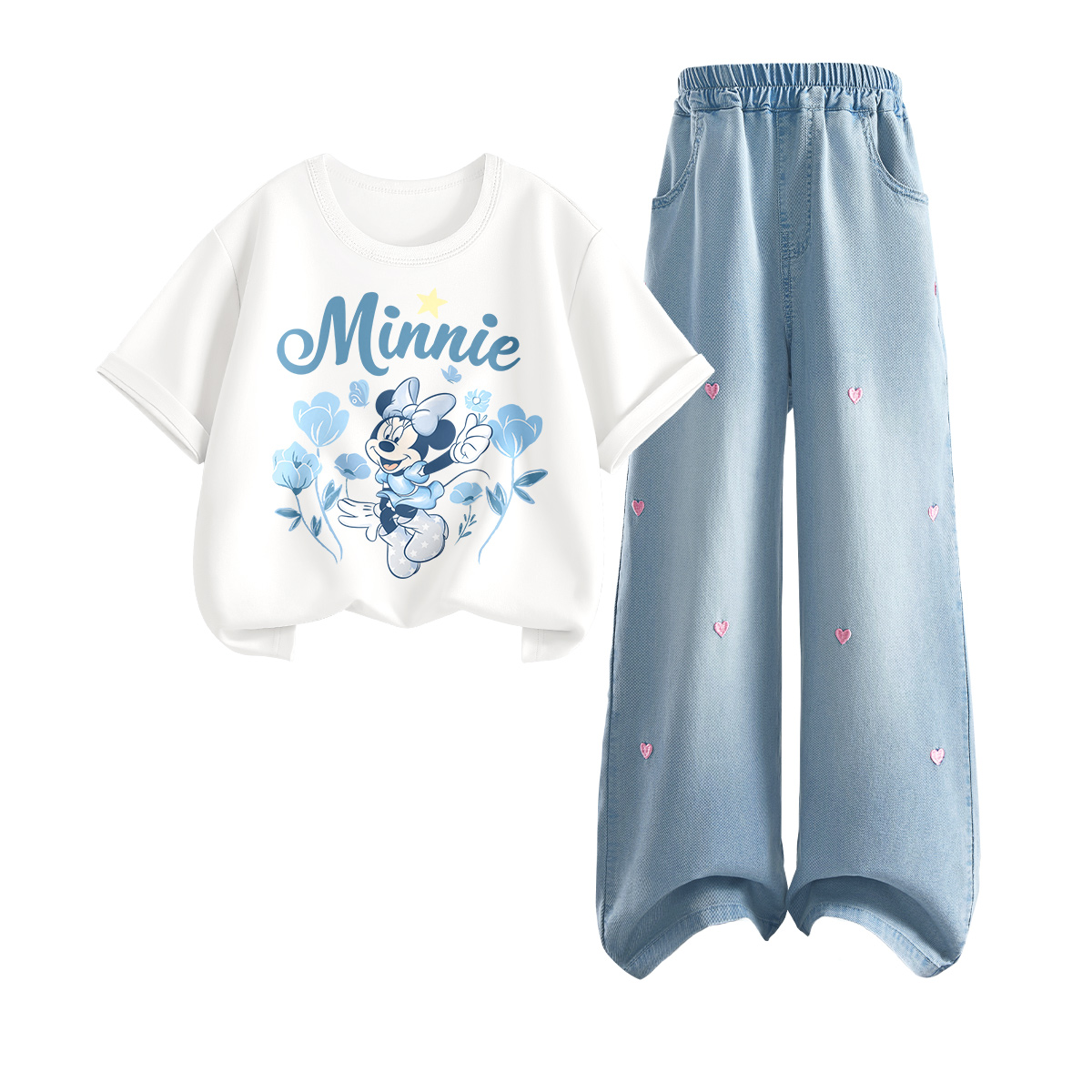 Детская повседневная спортивная одежда Disney, Di Light Color Sky Blue+Solid Color Denim Light Blue — фото 3