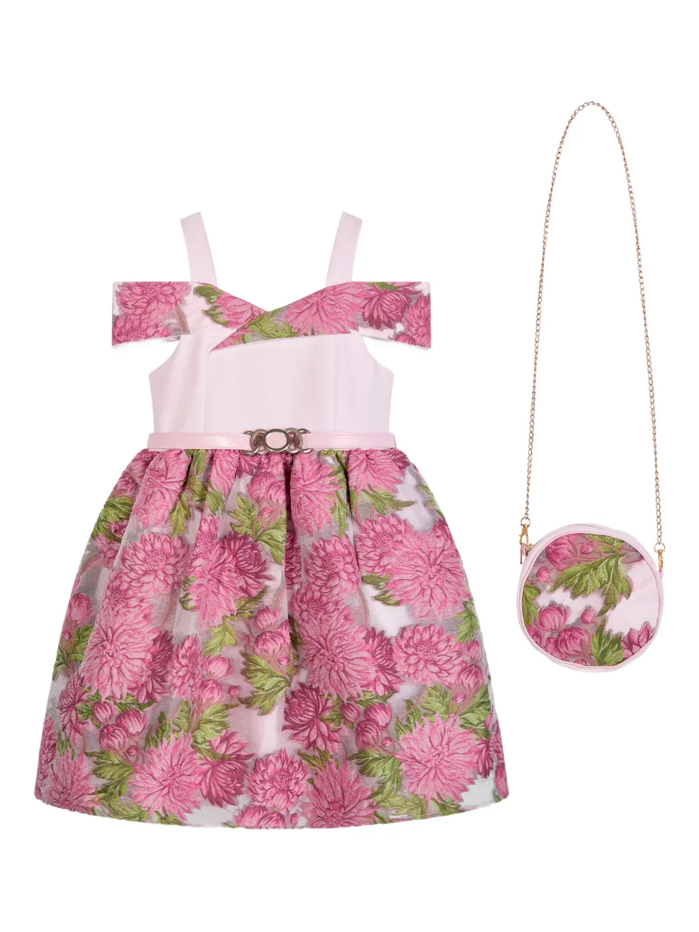 

Платье с открытыми плечами и цветочным принтом Dress & Fleur, розовый