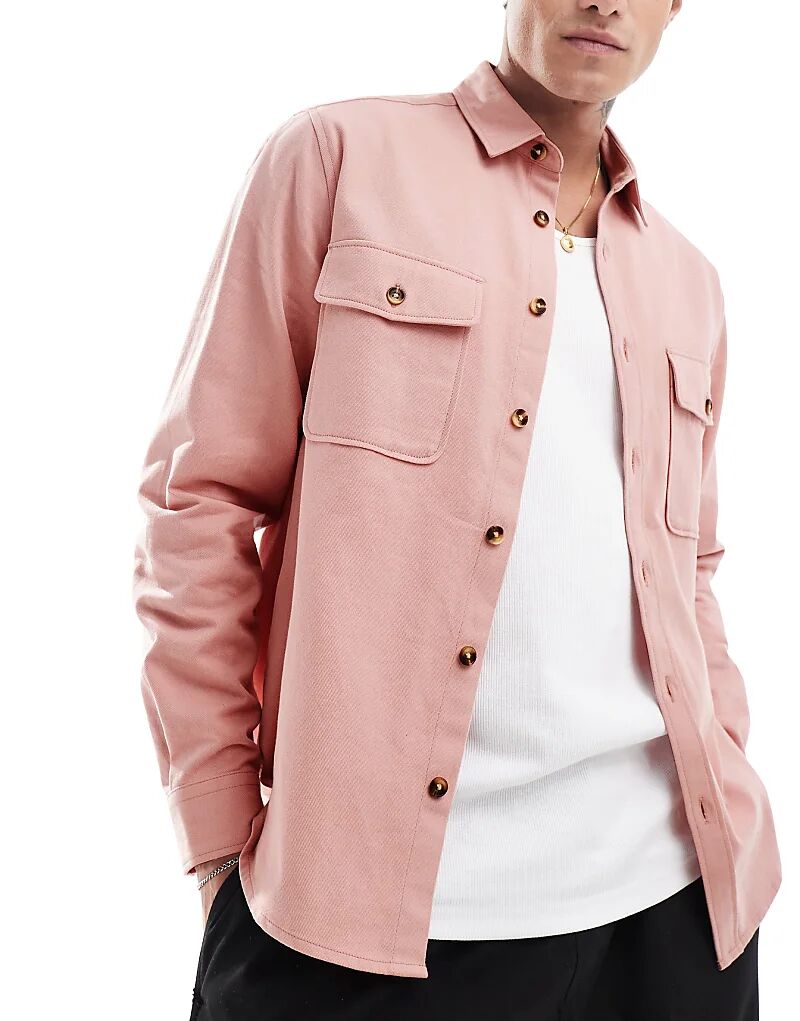 

Верхняя рубашка розового цвета ASOS DESIGN