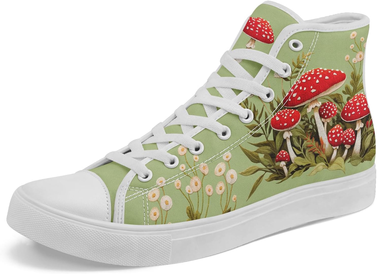 

Высокие кеды на платформе AWSOLE из канвы для женщин и мужчин, черные, винтажные, с принтом лесных животных, грибов и птиц, легкие повседневные тапочки из канвы