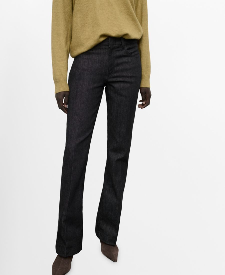 

Женские джинсы средней посадки с расклешенной юбкой MANGO, Black