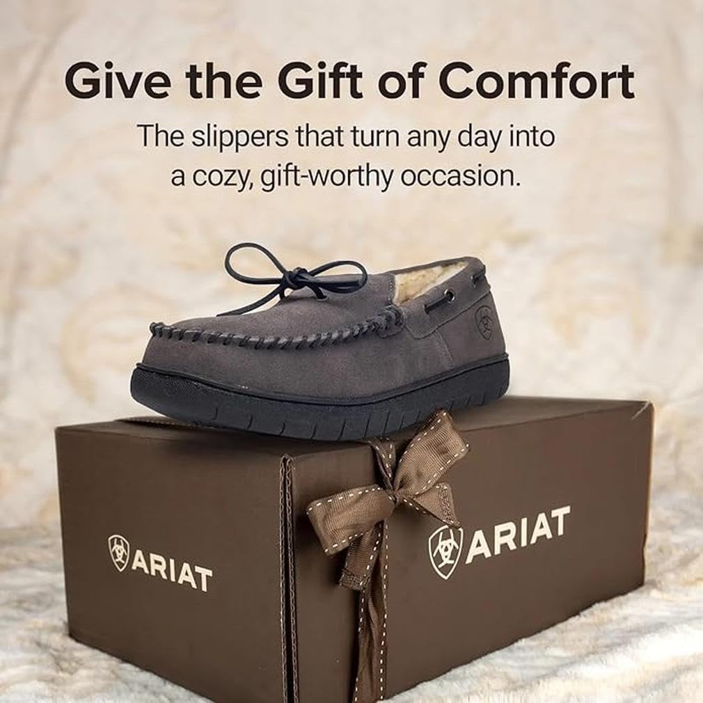 Мужские домашние/теплые комфортные экзотические тапочки ARIAT Silversmith с квадратным носком и кожаной верхней частью, серый — фото 4
