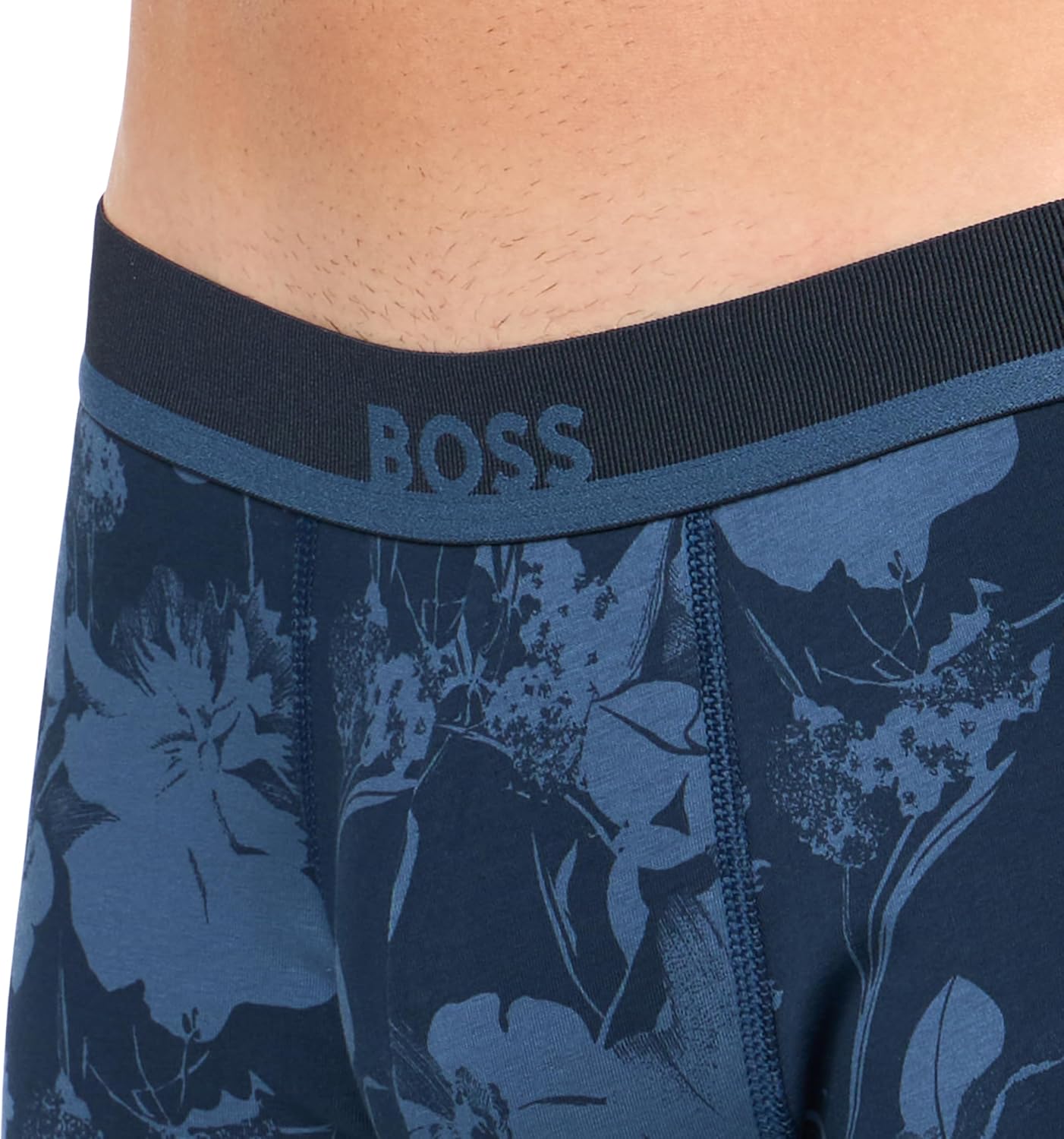 BOSS мужские трусы-боксеры Bold Logo 365 из хлопка с эластаном, Navy Shine Floral — фото 3