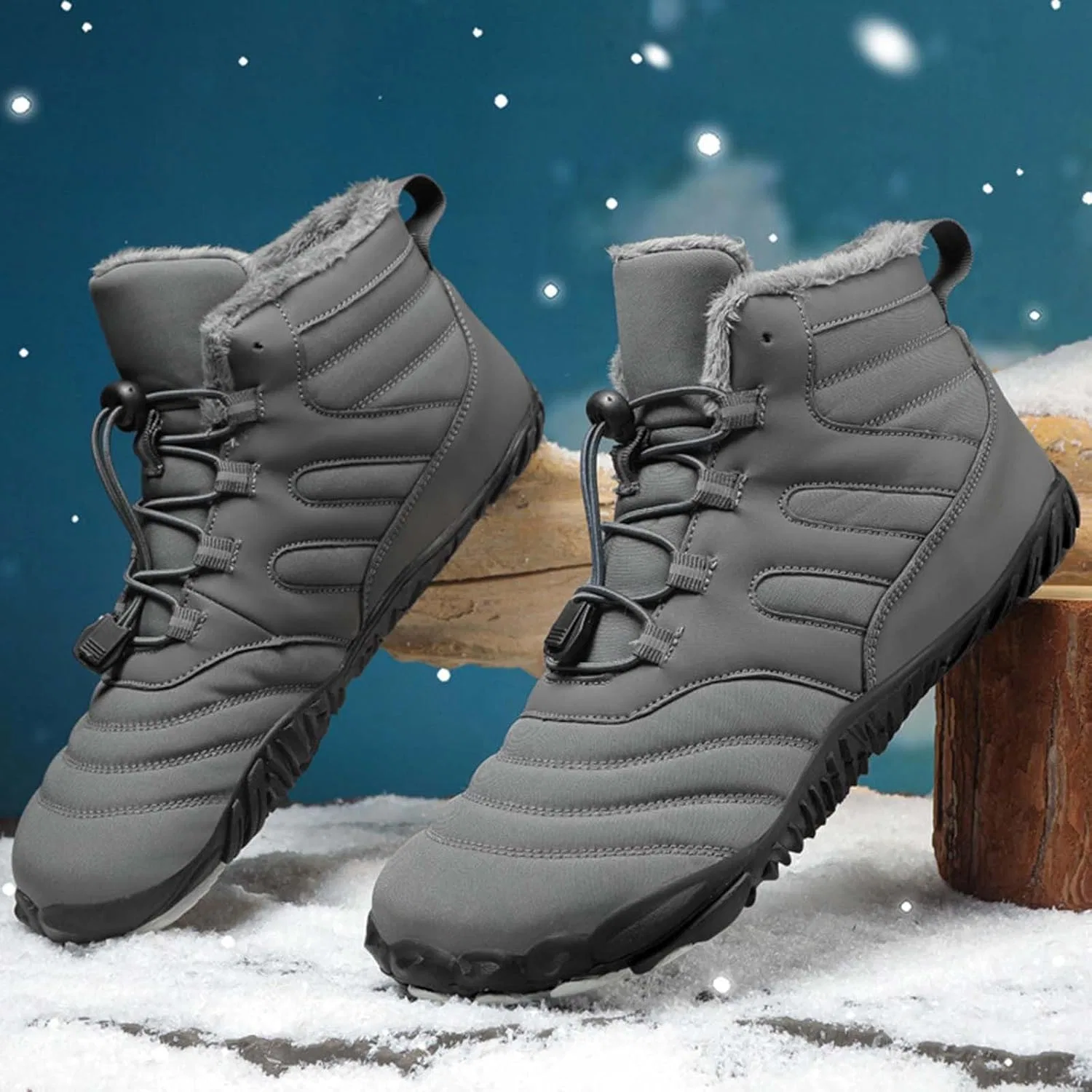 Ботинки Herren Winterschuhe, Herbst und Winter Baumwollschuhe mit Dicker Sohle für Männer und Frauen Bequeme, warme Schneestiefel Gepolsterte, verdickte, lässige Baumwollschuhe Generic, Grey — фото 4