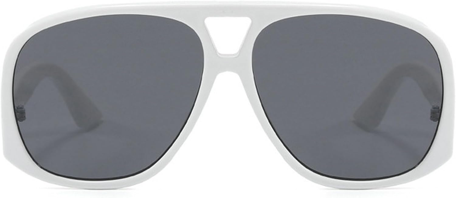 

Модные солнцезащитные очки-пилот большого размера для женщин, с двойной перемычкой, градиентным затемнением и защитой от УФ-излучения UV400. Популярные солнцезащитные очки для мужчин mincl, White Gray