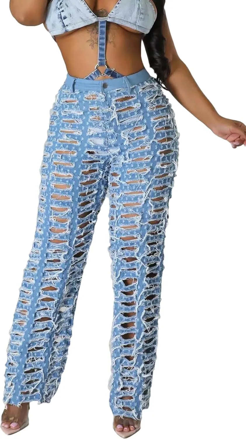 

Tbahhir рваные джинсы для женщин с высокой талией, потертые, мешковатые