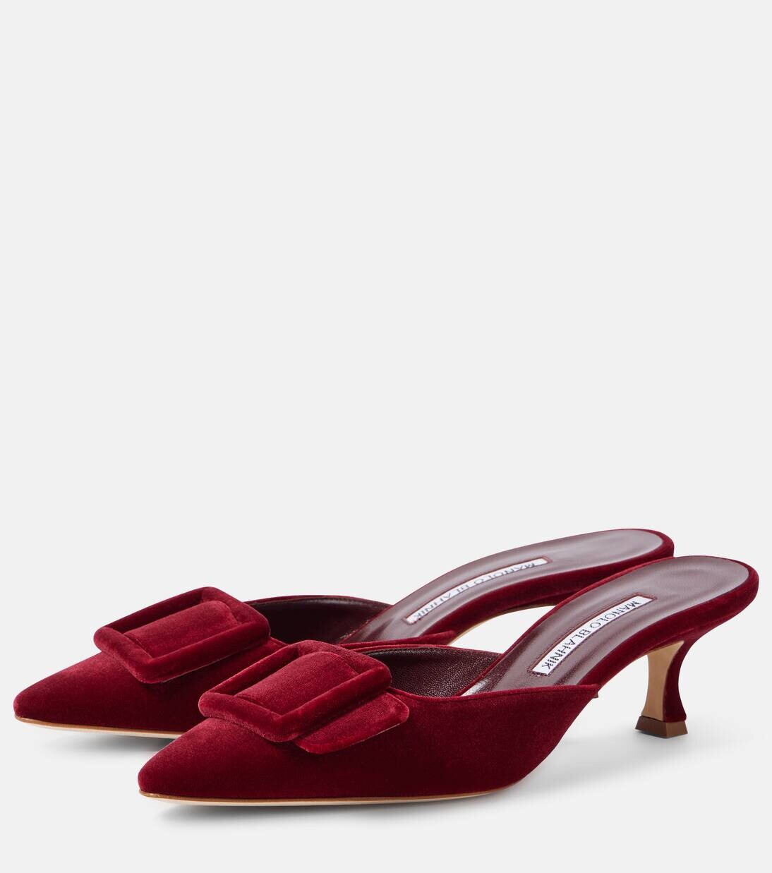 Мюли Maysale 50 бархатные Manolo Blahnik, цвет 6037 dred — фото 4