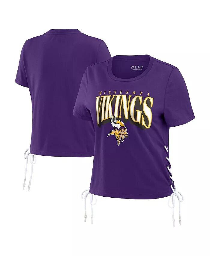 

Женская фиолетовая скромная укороченная футболка Minnesota Vikings со шнуровкой сбоку Wear By Erin Andrews, фиолетовый