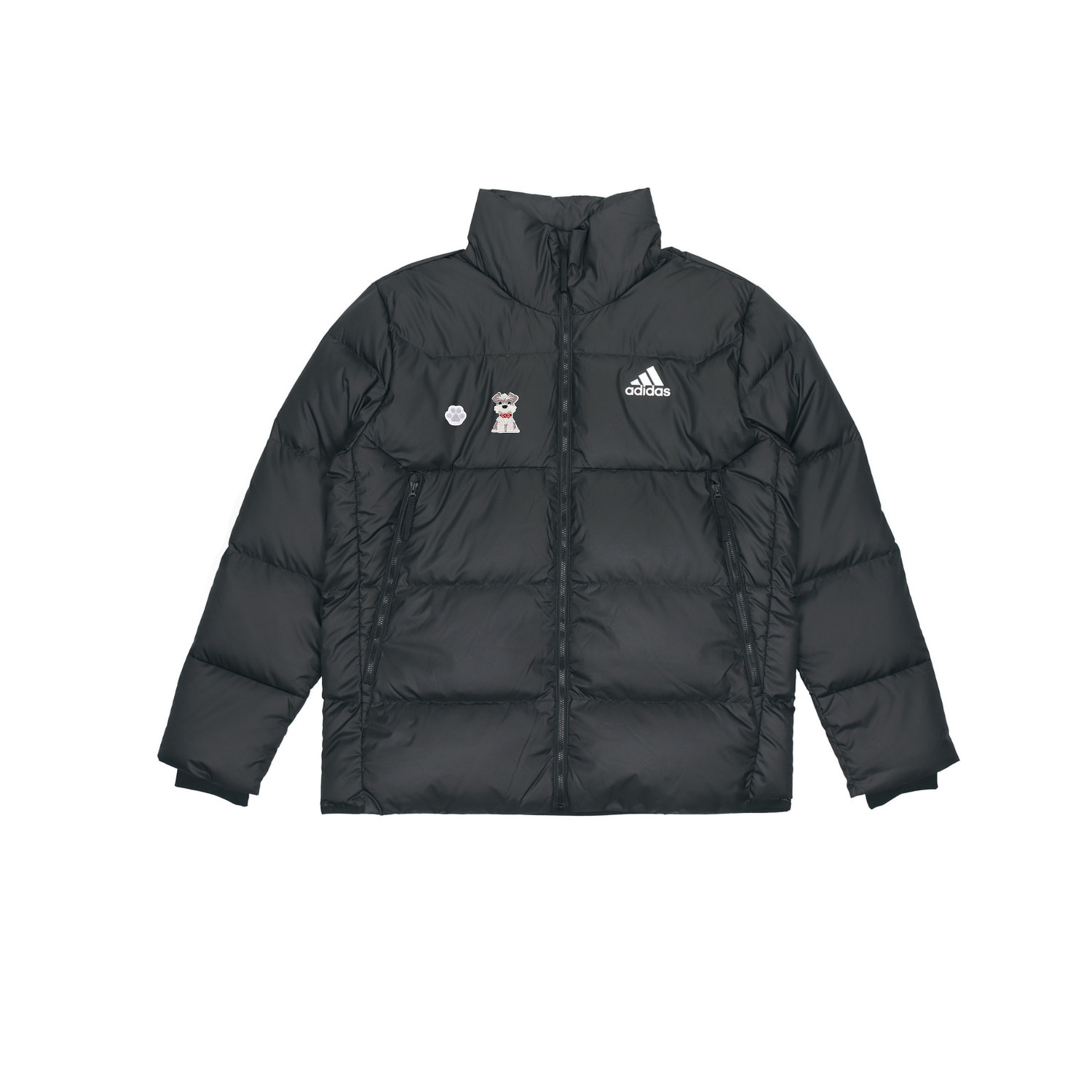 

Мужская пуховая куртка с перегородками Adidas, черный белый-puppy medal