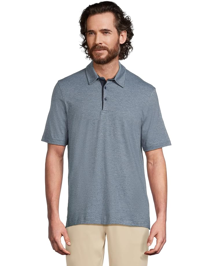 

Поло Johnston & Murphy Fine Stripe Polo, цвет Light Blue/Navy