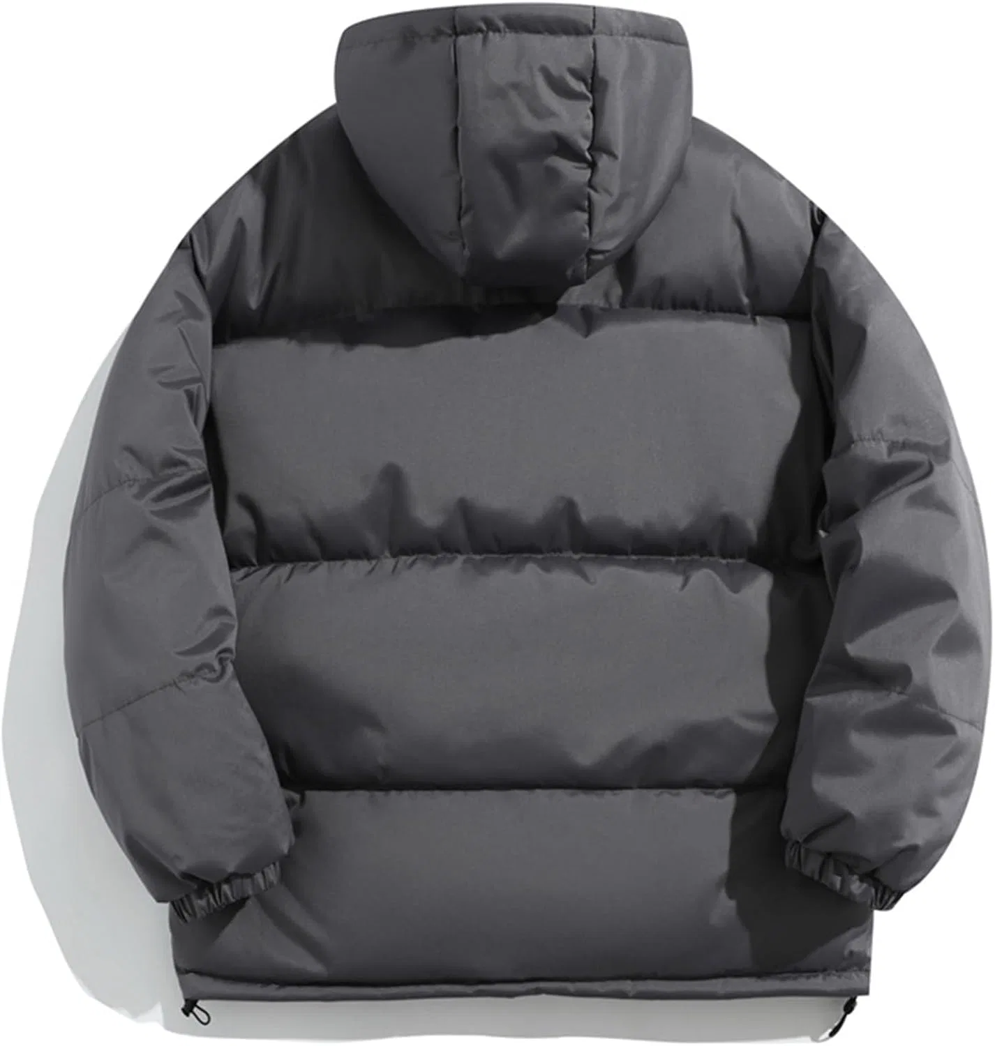 Мужская зимняя утепленная куртка с капюшоном на молнии, длинным рукавом, свободного кроя, ветрозащитная, стеганая Generic, темно-серый