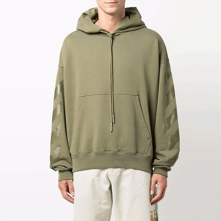 Худи Men's Off-White FW21 Pattern Printing Hooded Long Sleeves Loose Fit Green — фото 2