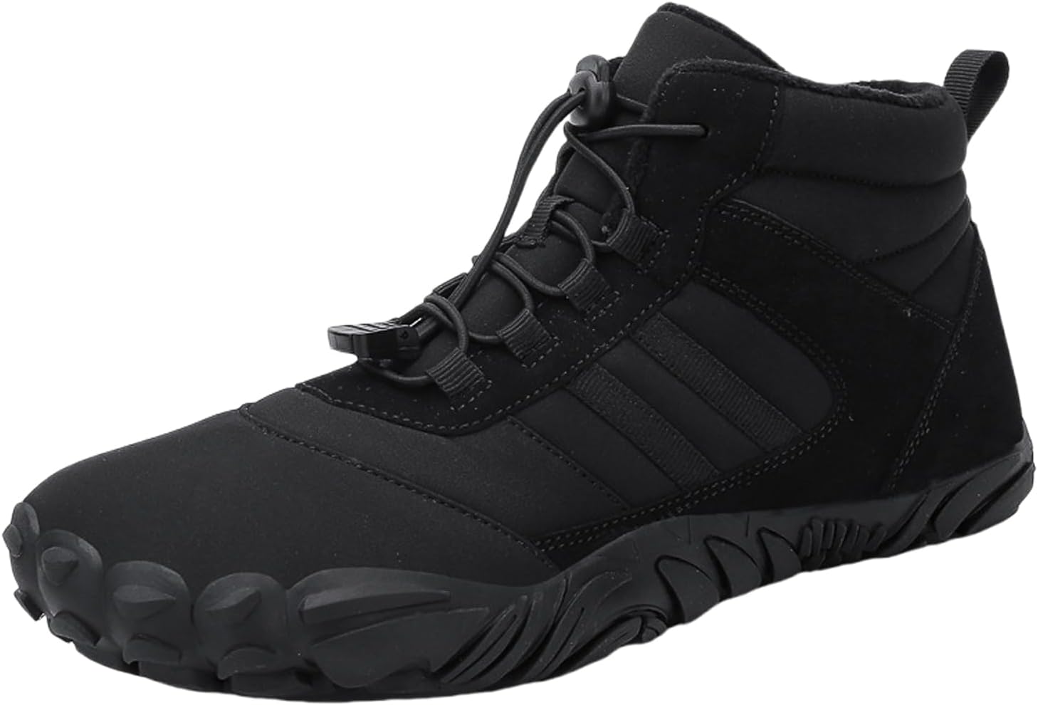 

Мужские и женские минималистичные обувь Зимние сапоги, подошва с нулевым перепадом, теплые, удобные, противоскользящие походные ботинки Generic, черный