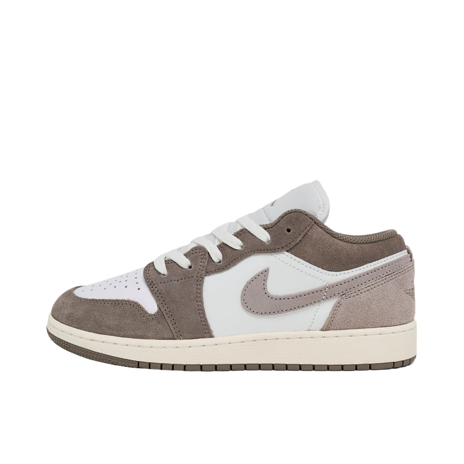 Детские кожаные низкие кроссовки для скейтбординга Nu Retro Synthetic Leather, Leather Low top, унисекс Jordan, Olive Gray/Mystery Stone/Peak White/Light Ivory