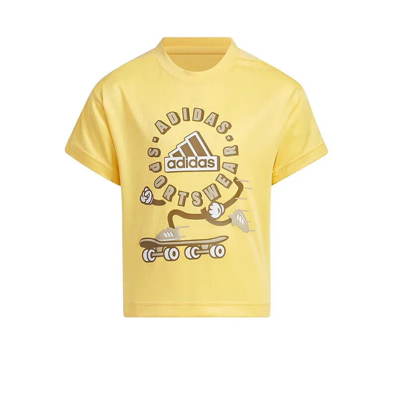 Adidas Футболка светло-желтая флуоресцентная для детей 3-7 лет — фото 3