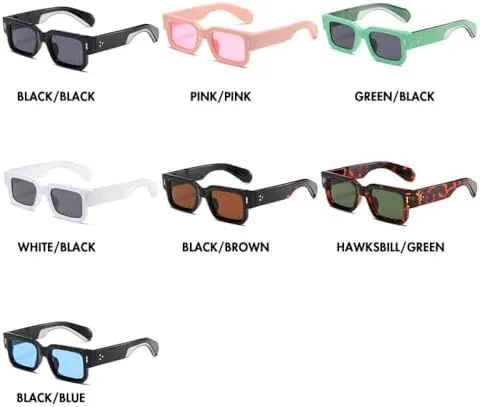 

Винтажные модные маленькие прямоугольные солнцезащитные очки для мужчин с заклепками, квадратные солнцезащитные очки для женщин, черные, женские MTZJH, C7