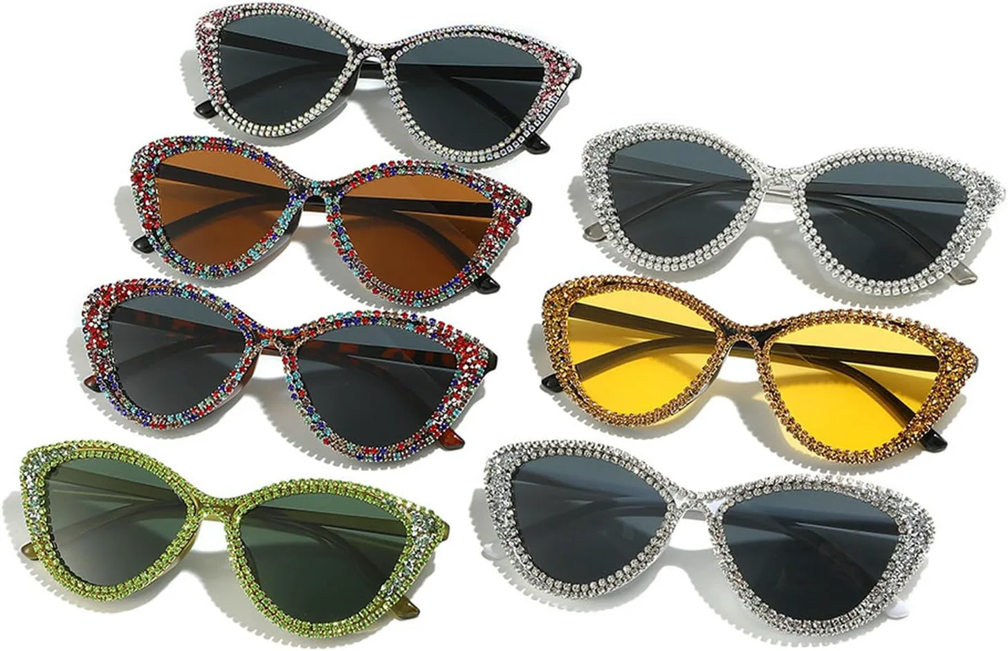 

Ретро-солнцезащитные очки «кошачий глаз» для женщин, модные солнцезащитные очки со стразами, бриллиантовые блестки, защита от УФ-излучения UV400 mincl, Green