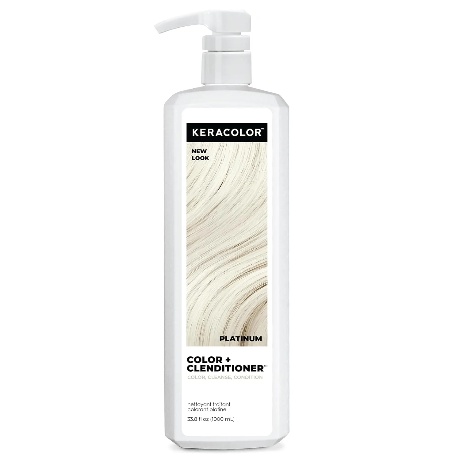 Keracolor Color + Clenditioner 3-в-1: кондиционер для окрашивания, мягкий очищающий кондиционер, полуперманентная краска для волос, 9 оттенков, 33,8 жидких унций, Platinum
