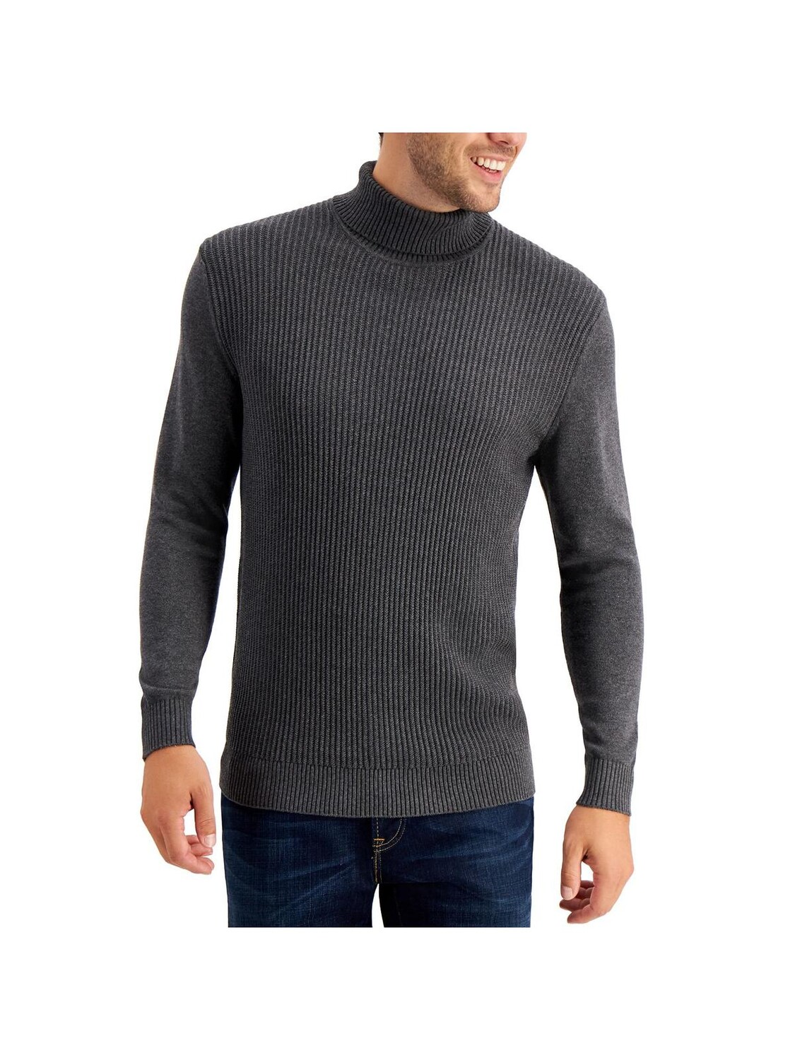 

Мужской текстурированный хлопковый свитер с высоким воротником Club Room, цвет Charcoal Heather