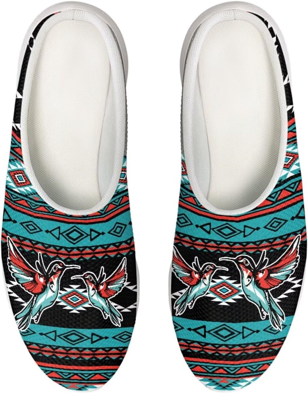 

Кроссовки Forchrinse Red Galaxy Space Mule для женщин и мужчин, с сеткой, легкие, без застежки, для ходьбы, Aztec Hummingbird