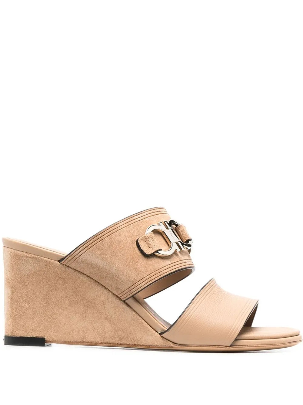 Ferragamo Chaim 75Mm замшевые мюли на платформе Salvatore Ferragamo, бежевый/хаки
