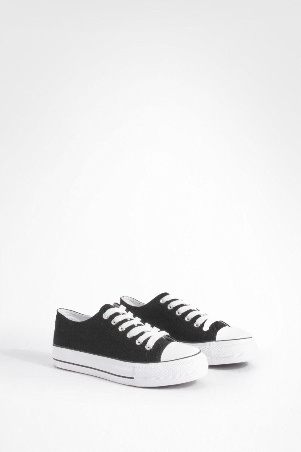 

Высокие кроссовки Platform Low Top Lace Up Trainers boohoo, черный