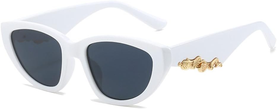 

Солнцезащитные очки «кошачий глаз» для женщин и мужчин, роскошные, модные, стильные, панк, двухцветные, для путешествий, с защитой от УФ-излучения UV400 TKKTLLT, White Gray