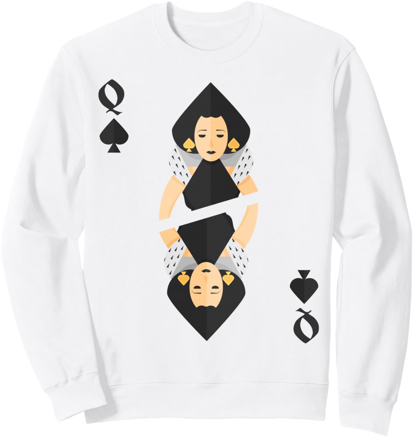 

Толстовка с изображением колоды карт Пиковая дама для группового костюма на Хэллоуин Deck Of Cards Apparel, белый