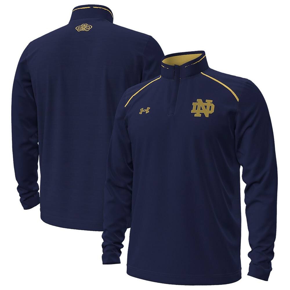 

Мужской темно-синий пуловер Under Armour Notre Dame Fighting Irish 2023 Aer Lingus College Football, классический пуловер с молнией на четверть, цвет Ntd Navy