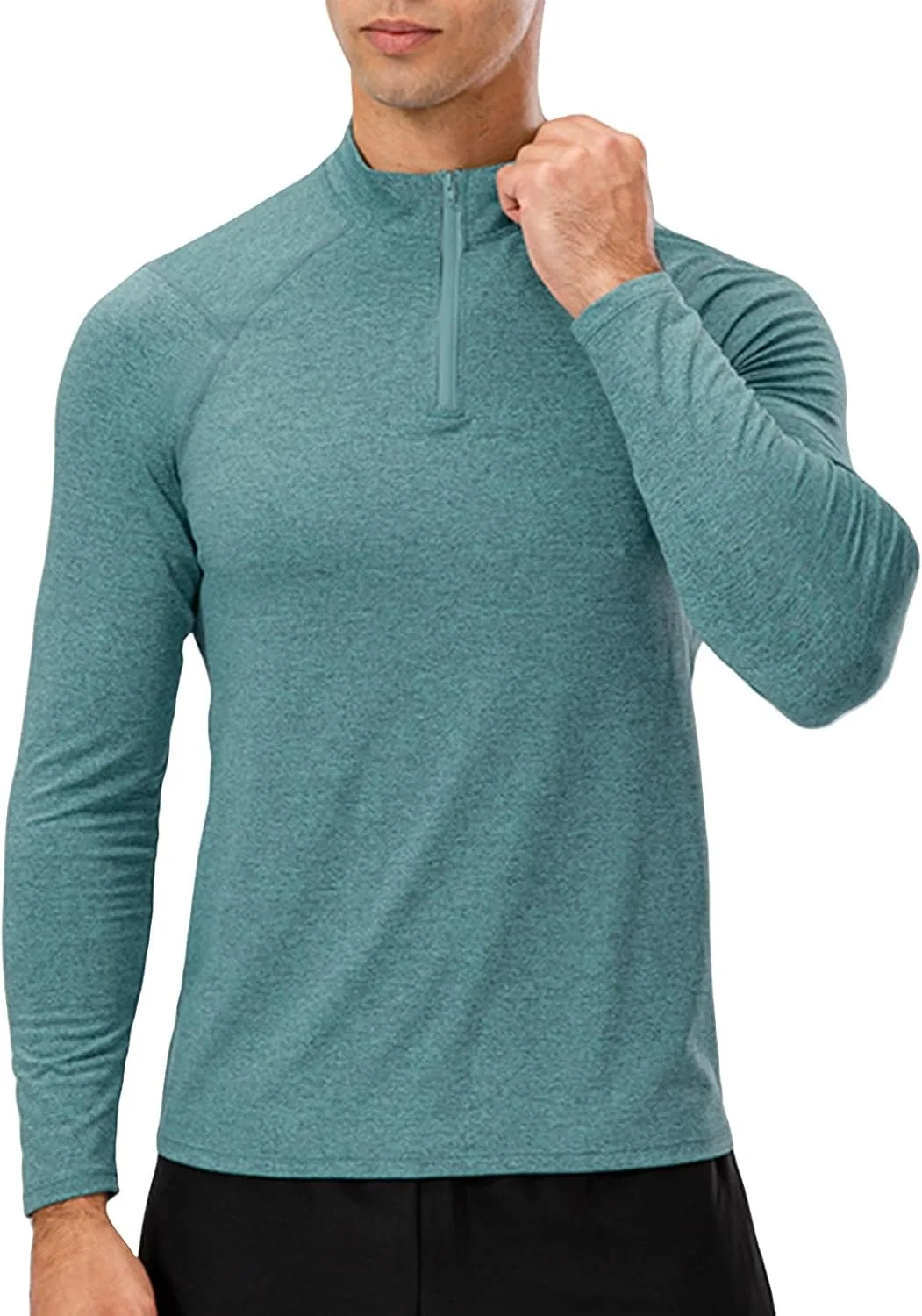 

Мужская футболка для бега Quick-Dry с длинным рукавом и молнией на четверть evzosrz