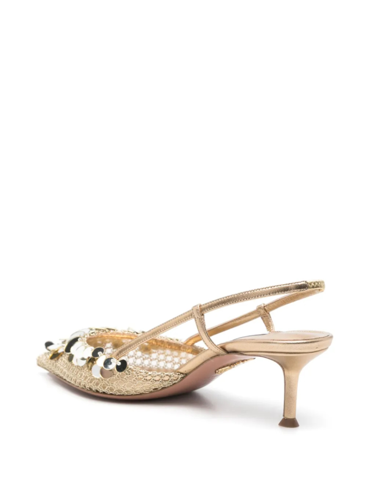 Aquazzura туфли Can Can 50 с ремешком на пятке, золотой — фото 3