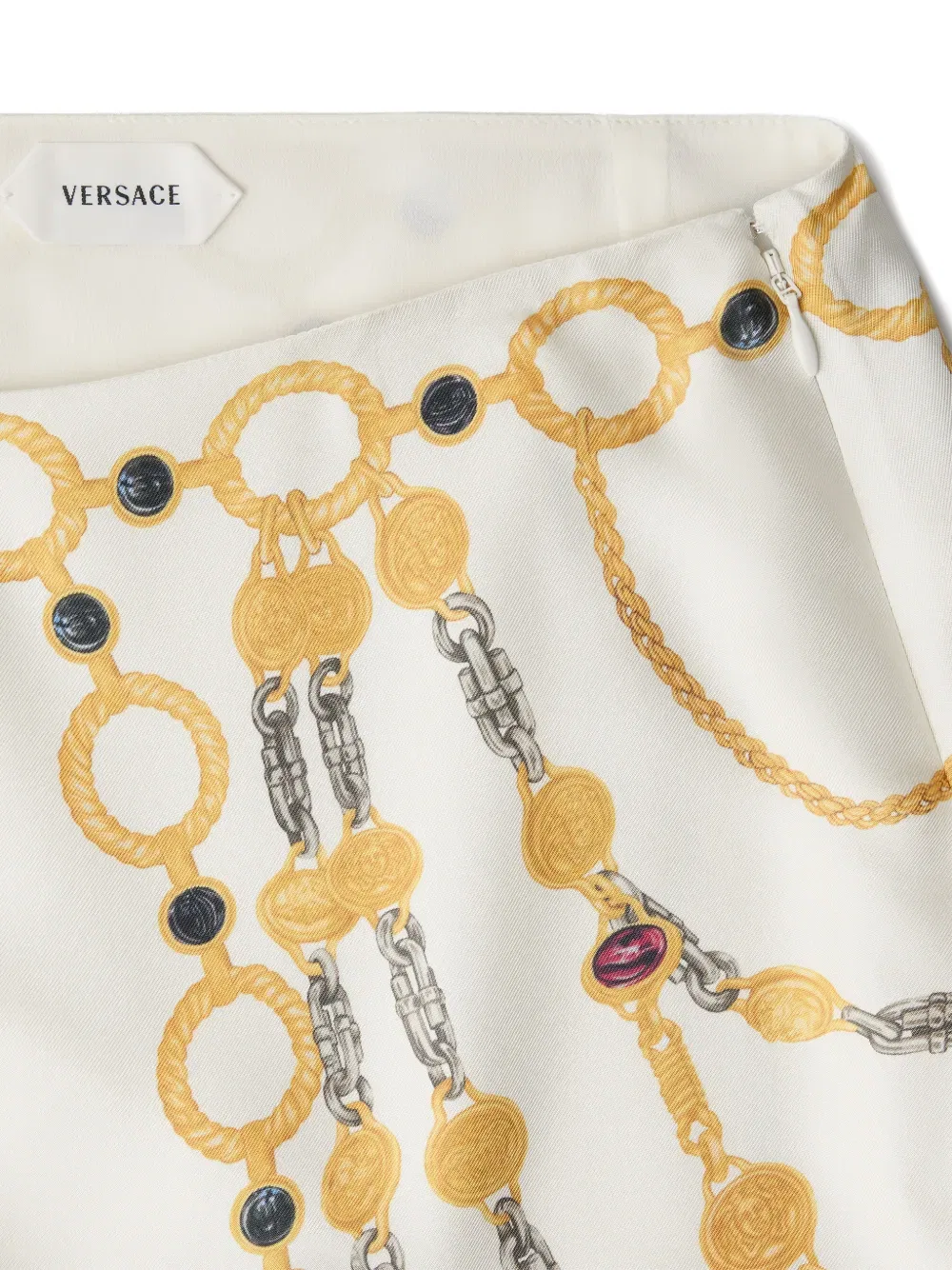 Юбка-карандаш из шелкового твила с принтом Versace, нейтральный — фото 3