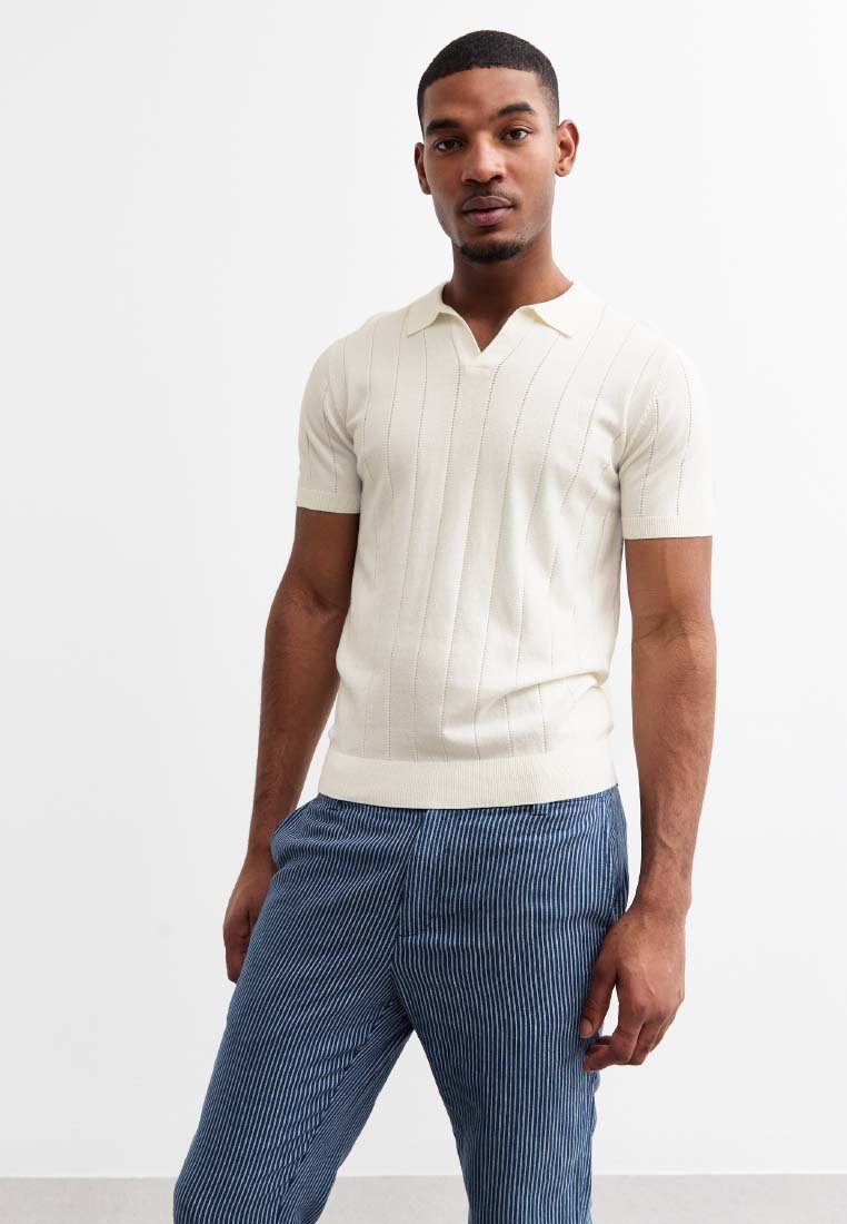 

Рубашка поло REGULAR WIDE POINTELLE COLLARED New Look, кремовый