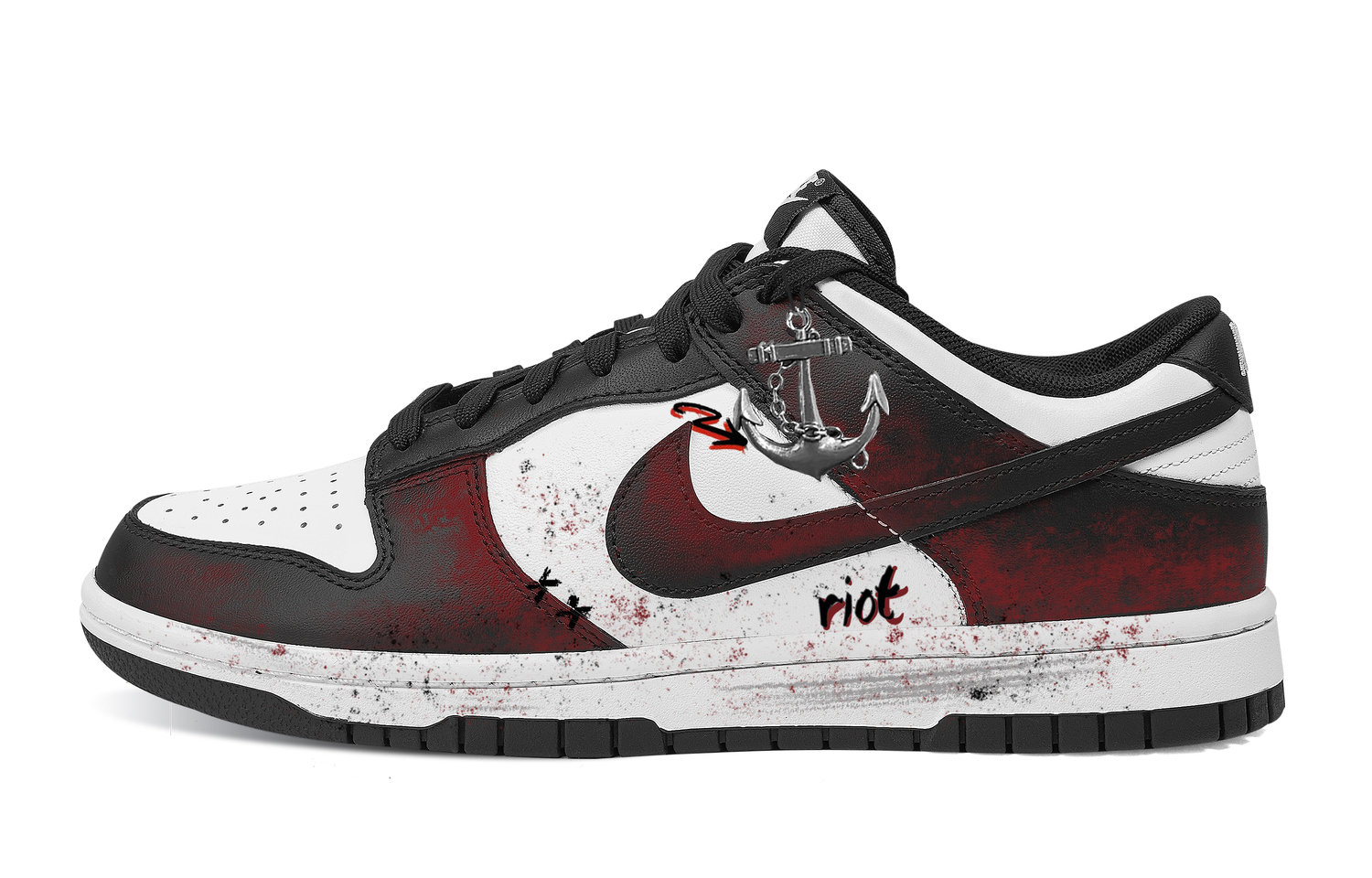 

Кроссовки для скейтбординга Dunk Showa Records Abrasion Resistant низкие унисекс Nike, черный/красный