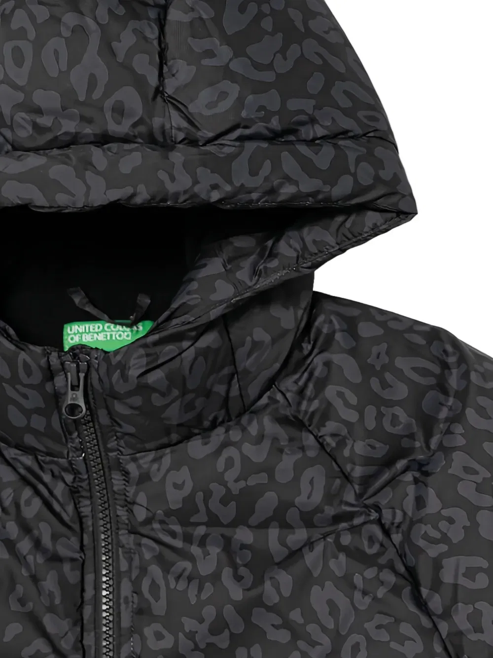 Стеганая куртка с животным принтом Benetton, черный — фото 3