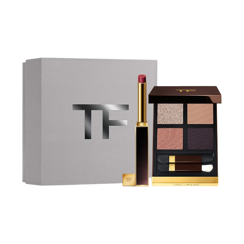 

Набор для макияжа TF Ultra Fine с четырьмя цветами помады и теней для век, легко растушевывается, натуральный, 10 г + 0,9 г TOM FORD