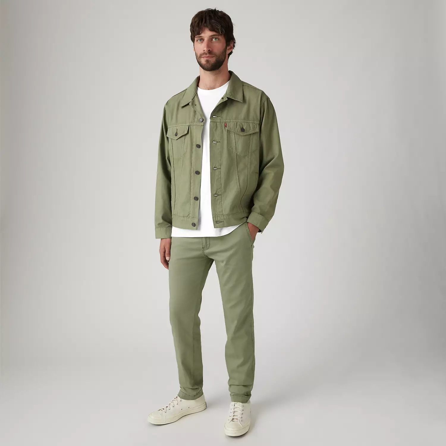 

Мужские брюки Levi's XX Chino Standard Taper Fit из хлопка и льна, цвет Deep Lichen Green - Green