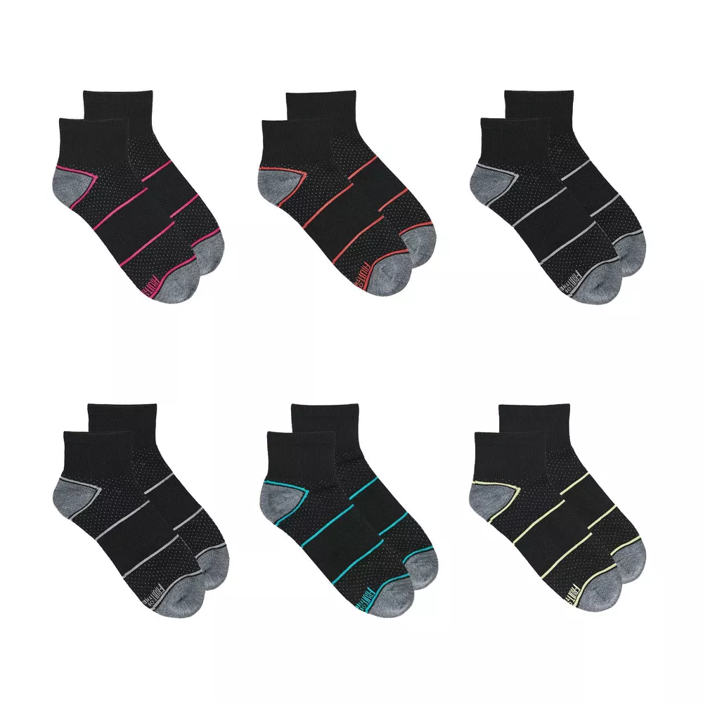 

Носки женские дышащие легкие спортивные до щиколотки Fruit of the Loom, 6 пар, цвет Black