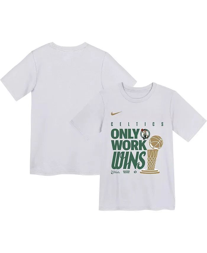 

Футболка с надписью «Big Boys and Girls White Boston Celtics 2024 NBA Finals Champions Celebration Parade» Nike