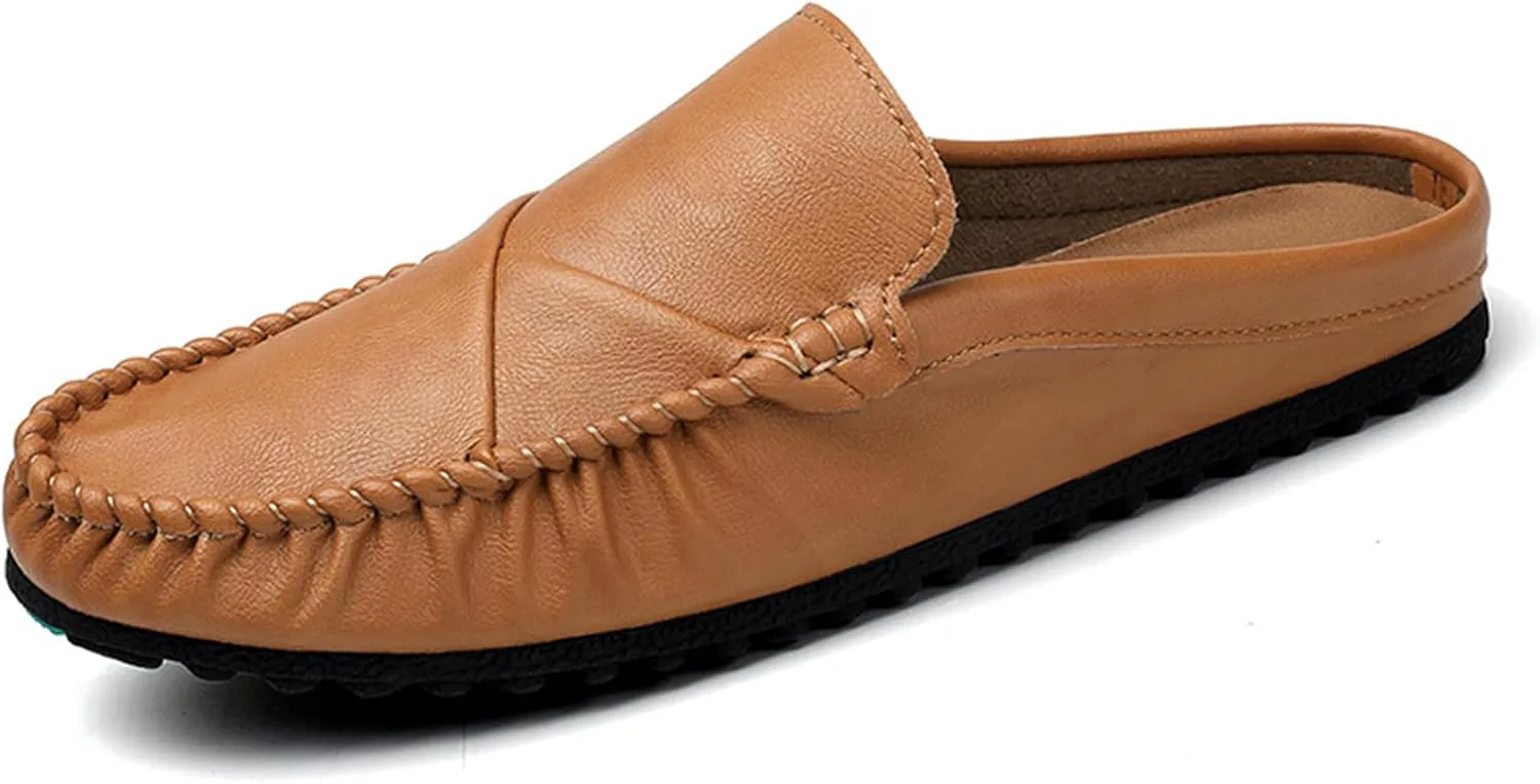 

Мужские кожаные мюли Crepuscute, легкие и удобные, слипоны, повседневные лоферы, уличная мода, деловые туфли-мокасины, обувь для вождения, коричневый