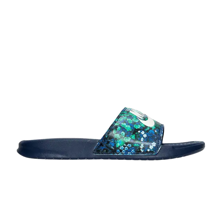 Кроссовки Nike Wmns Benassi JDI Slide Floral Print - Binary Blue, синий