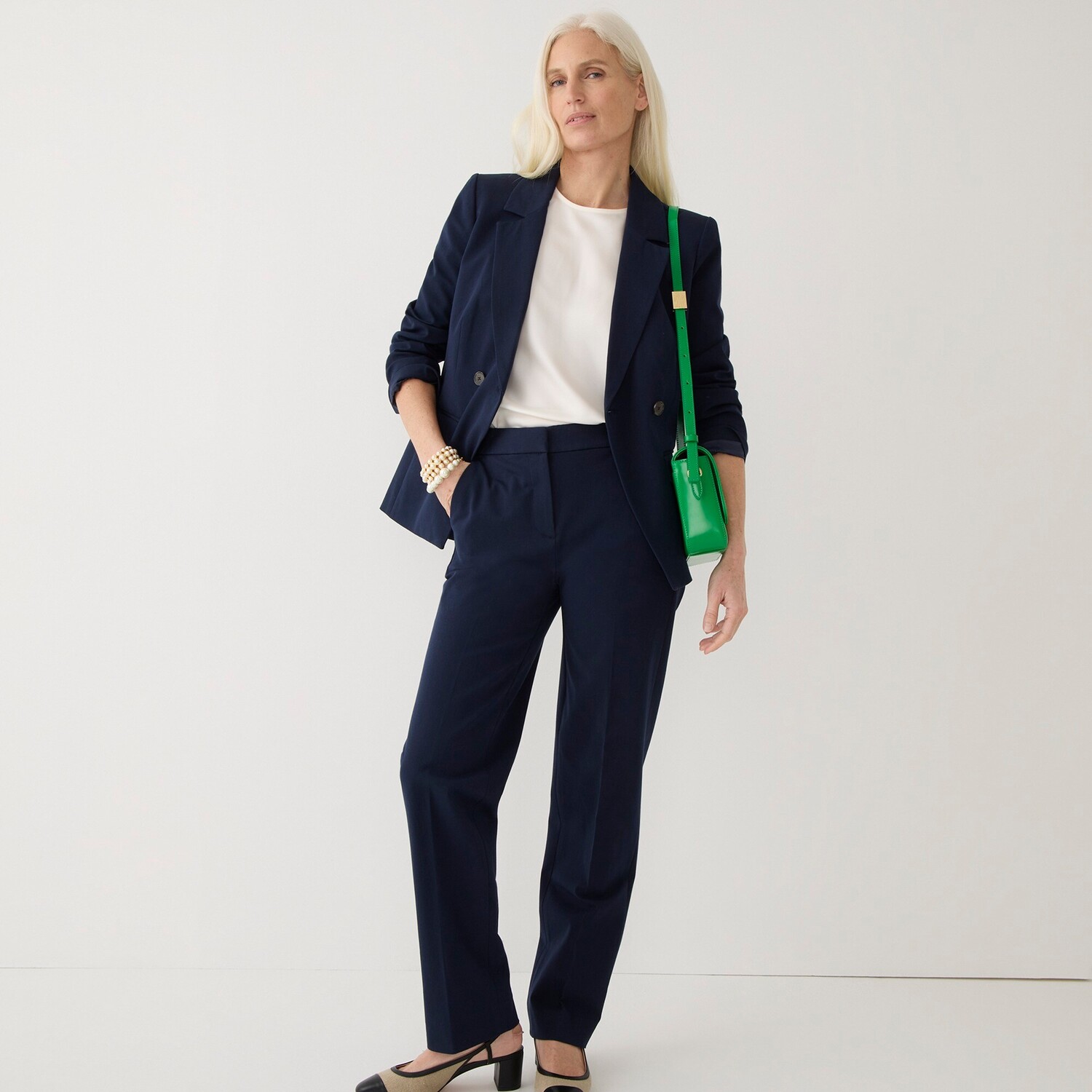 

Брюки прямого кроя Kate из смеси хлопка бистрейч J.Crew, синий