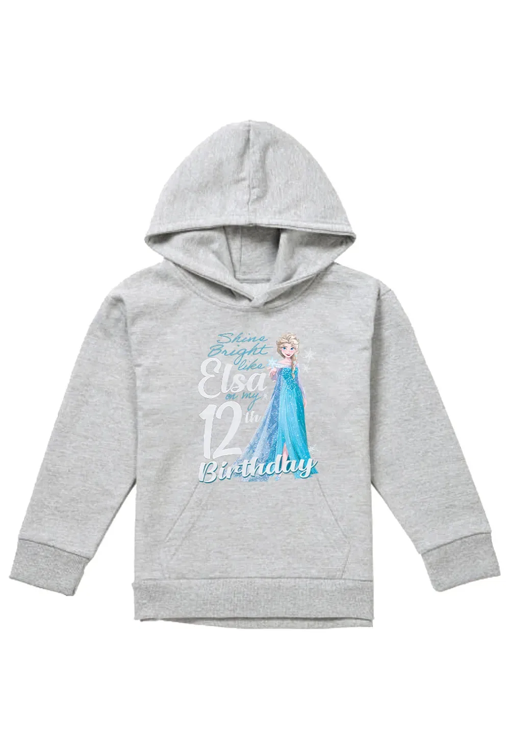 Детский худи с принтом Frozen Elsa, Disney, серый