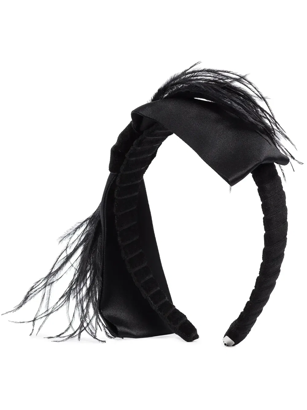 Ободок Bernadette с бантом и перьями Gigi Burris Millinery, черный