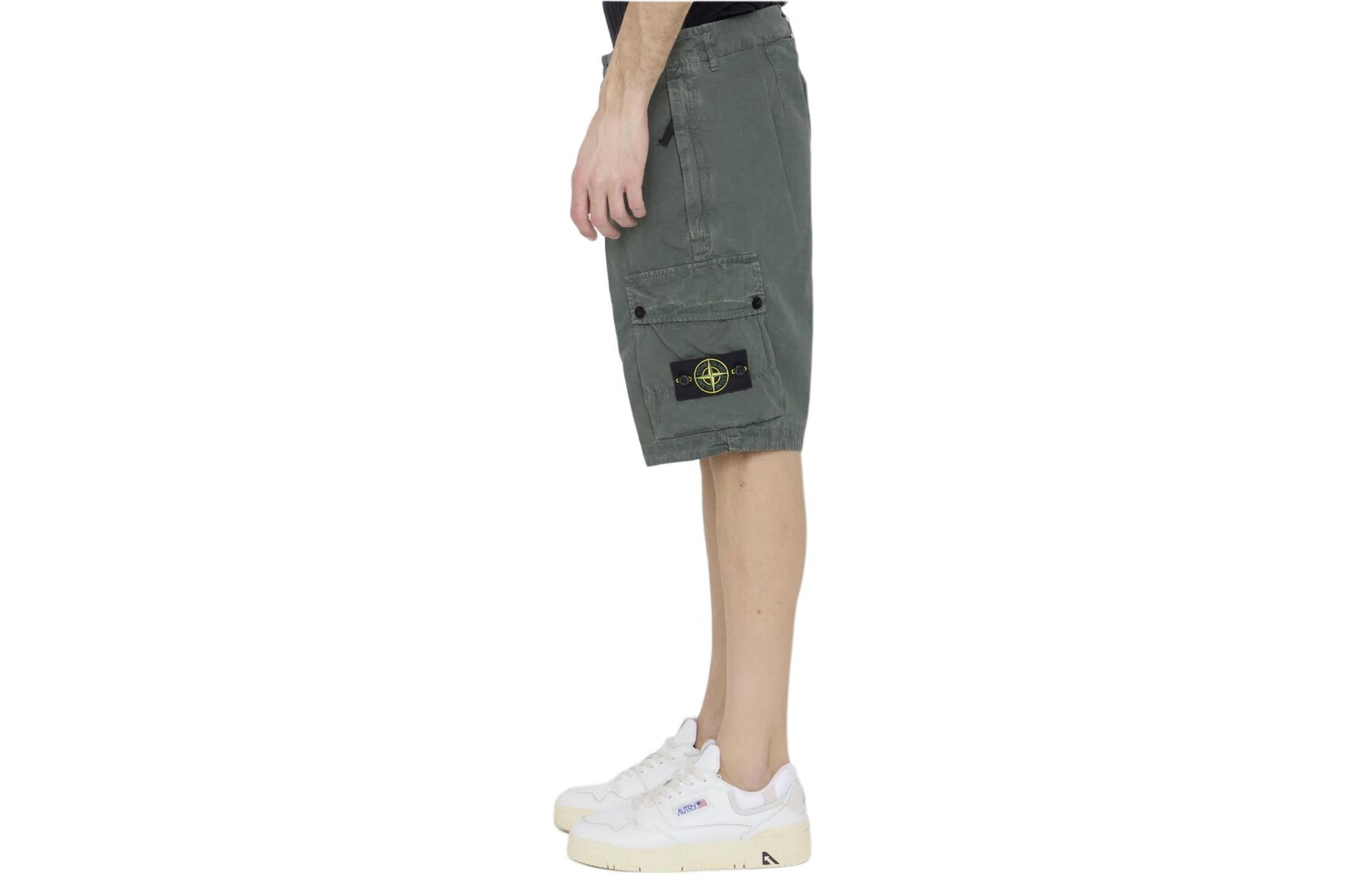 Повседневные шорты мужские оливково-зеленые Stone Island, оливково-зеленый — фото 4